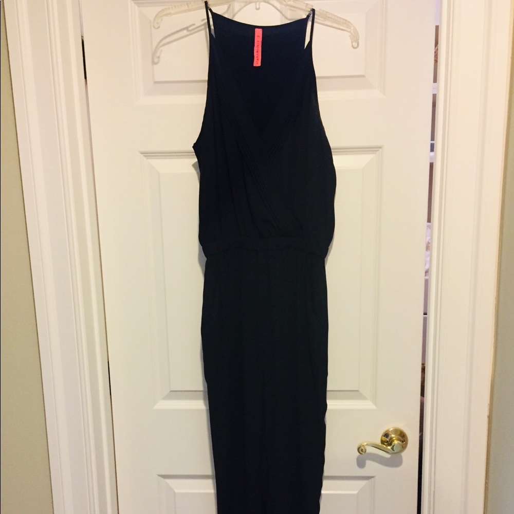 Black nylon jumpsuit. Size XS.